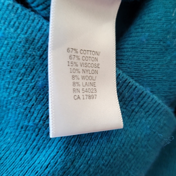 Banana Republic Petite Small V Neck Sweater Green/Blue - Picture 4 of 5